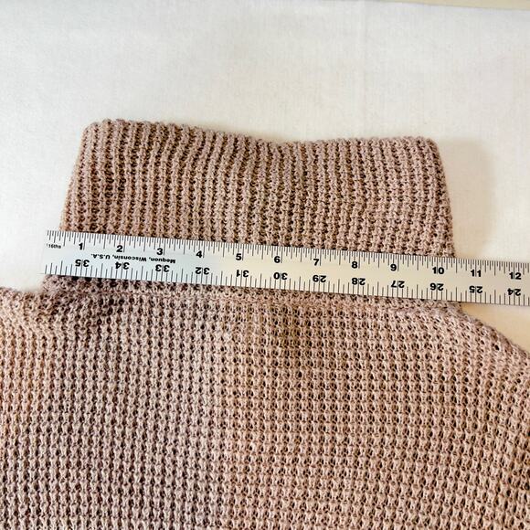 Blue Saks Fifth Ave Tunic Sweater Full Zip High Neck Collar Woman's XS Tan - Picture 9 of 15